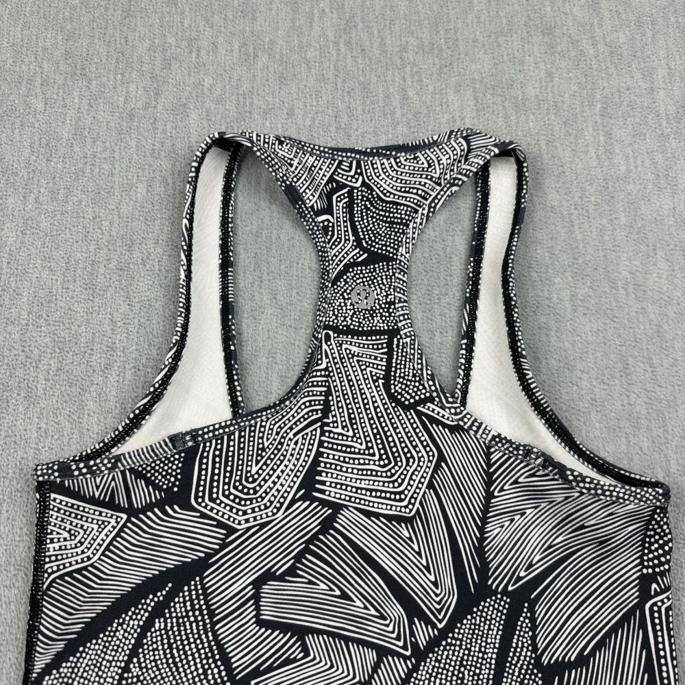 Lululemon Tank Top‎ Womens 2 Black Dottie Tribe Cool Racerback Yoga Workout Gym